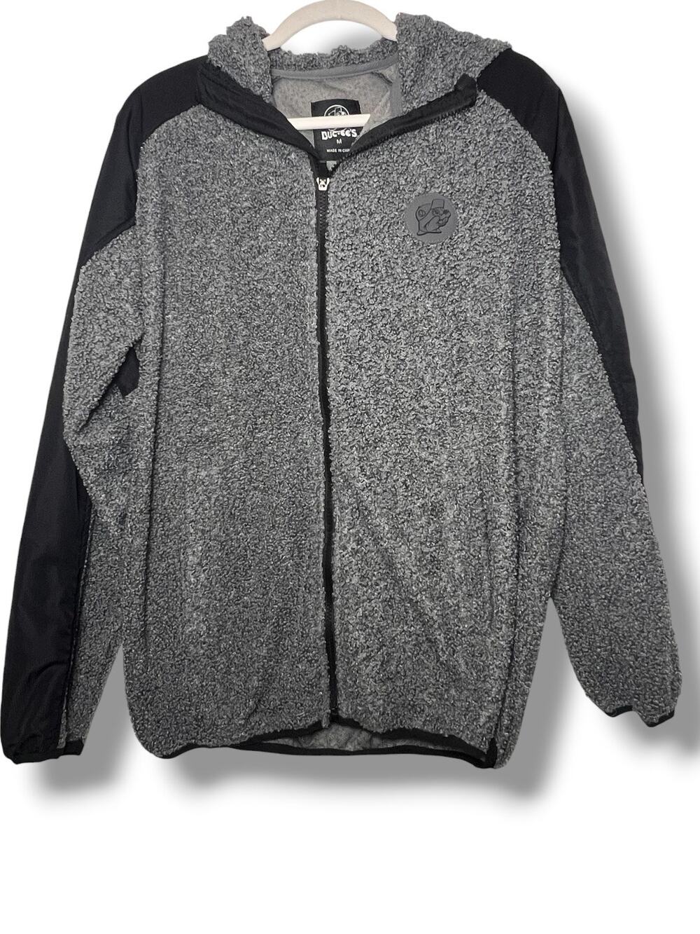 Buc-ees Grey Black Sherpa Zip Hoodie Jacket Medium